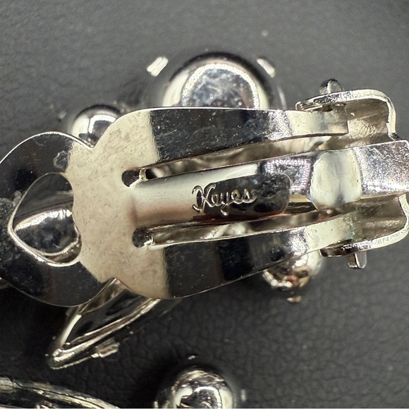 Sparkling Ice Crystal Cluster Earrings Signed Keyes - Clip On - Picture 6 of 17